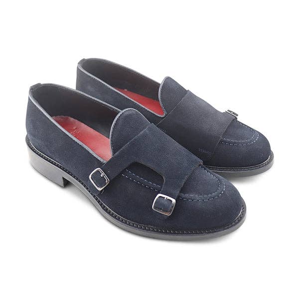 Otisopse - Wholesale Loafers - Men's - Blue suede double buckle1