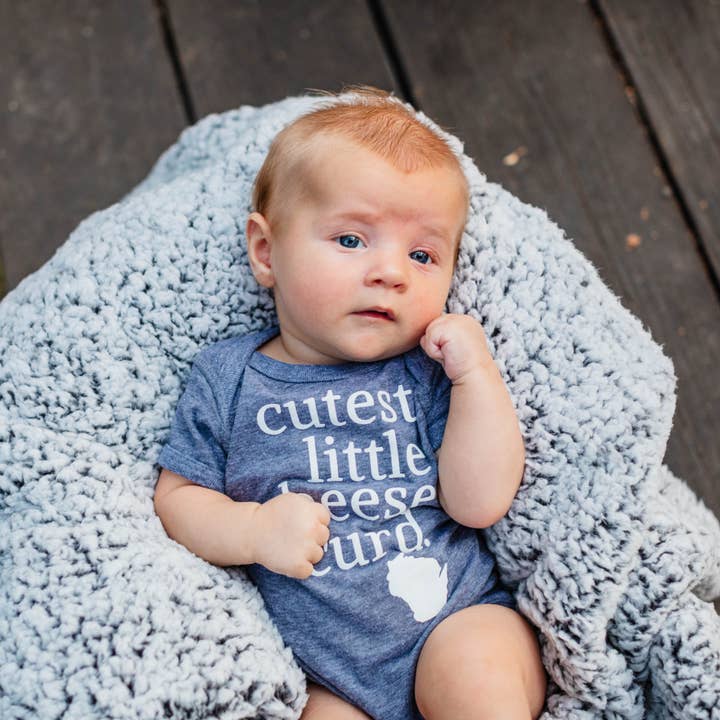 Cutest Little Cheese Curd Short-Sleeve Bodysuit - Grey for wholesale by Greenleaf Designs