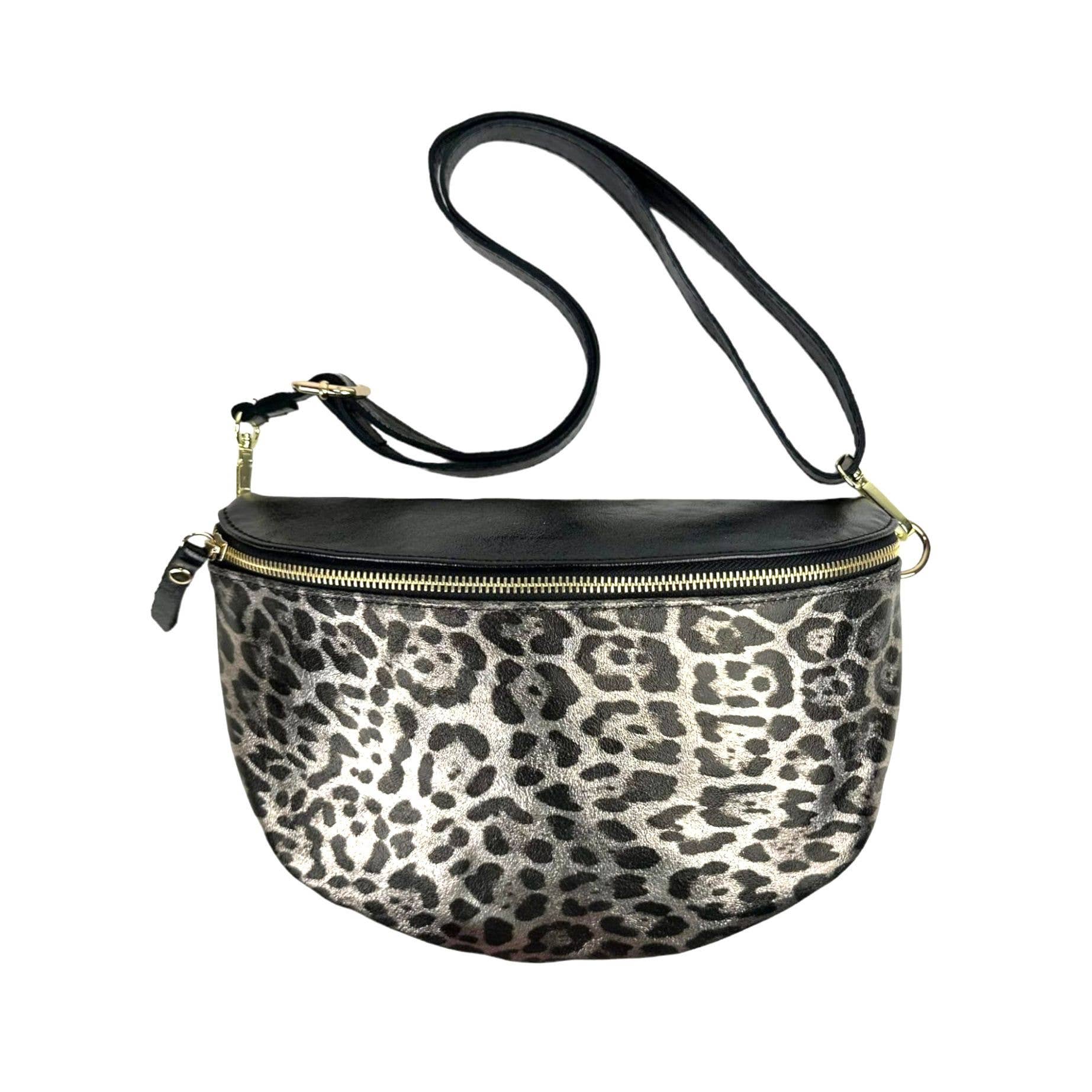 Chenson & Gorett - Vente Sac ceinture – femme - Sac de taille en cuir avec imprimé léopard et effet brillant8