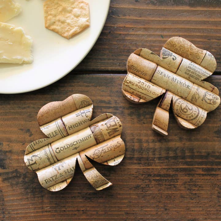 Shamrock Wine Cork Coasters Set of 2 St. Patrick's Day Gift for wholesale by Desert Coastal Studios
