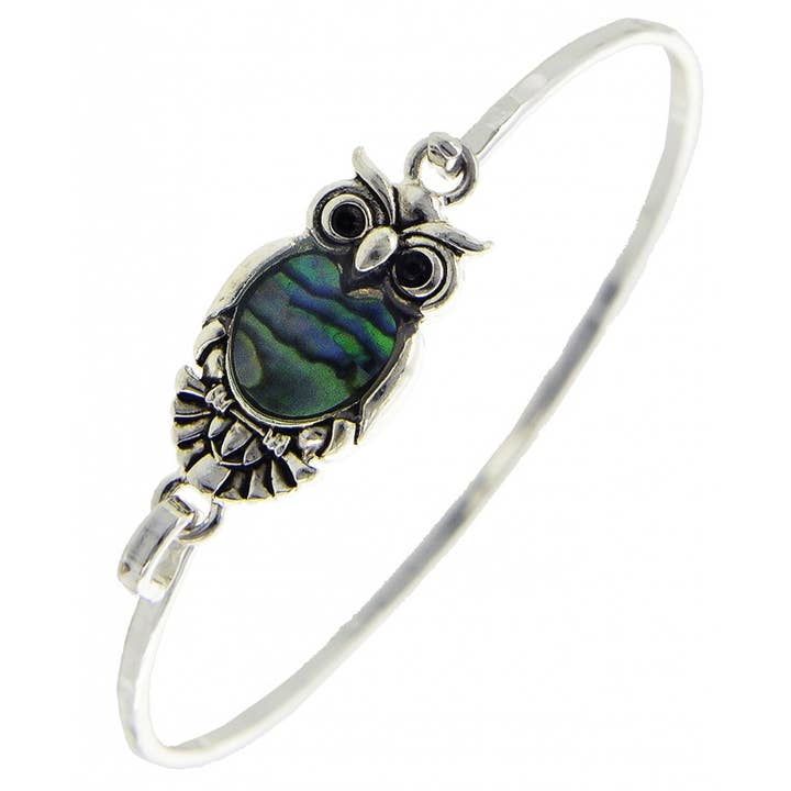 0011 PREMIERE - Wholesale Bangle Bracelet - FR2684 Abalone Owl Bird Halloween Casting Bangle Bracelet