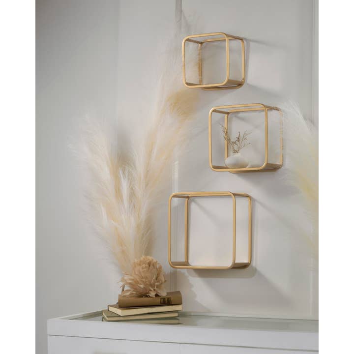 Tripar International - Wholesale Wall Mounted Shelf - Square Cube Wall Shelves - Set of 3 - Metal