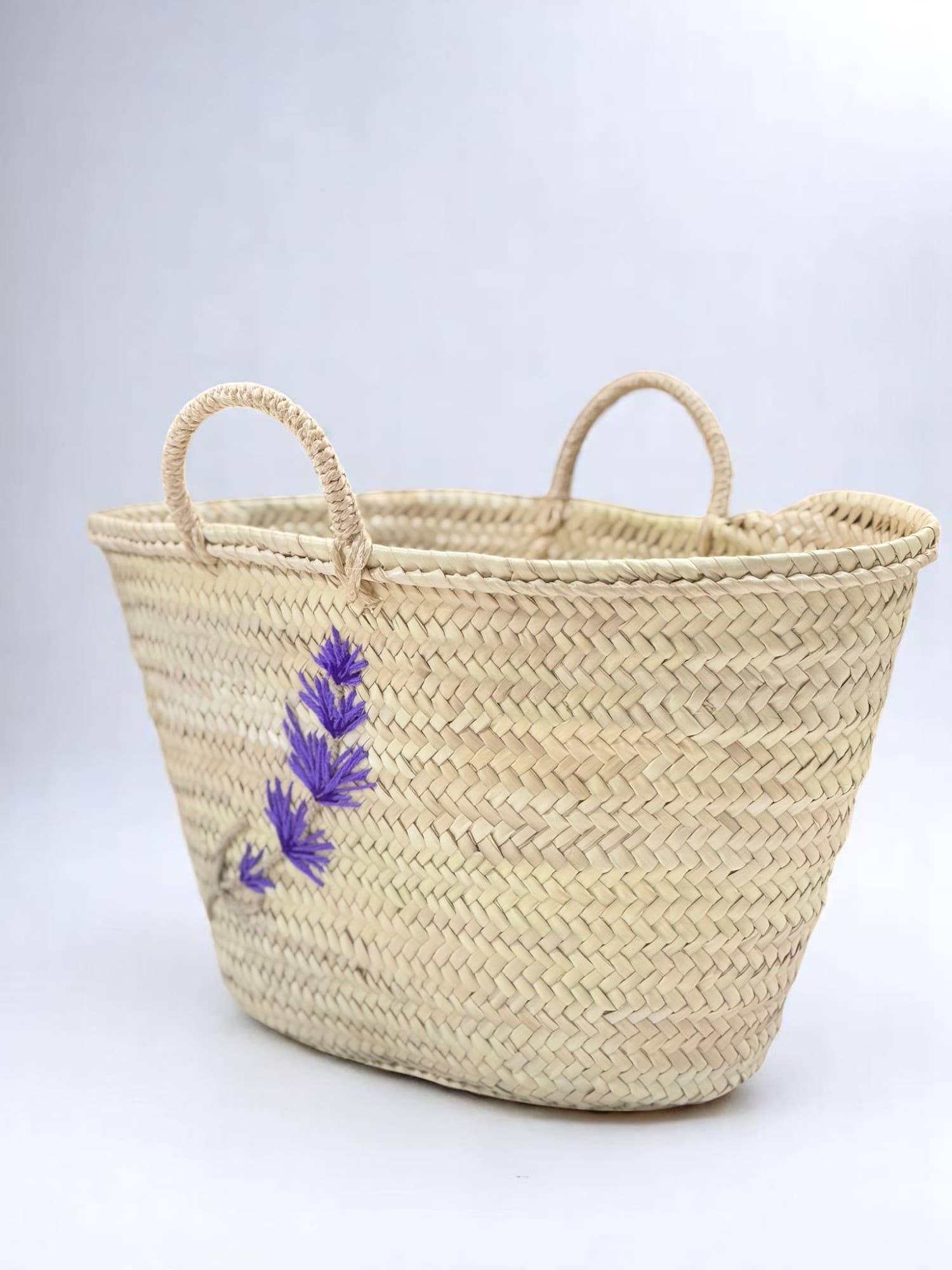 Gran Wholesale - Wholesale Beach Bag - Moroccan Straw Tote with Lavender Embroidery1