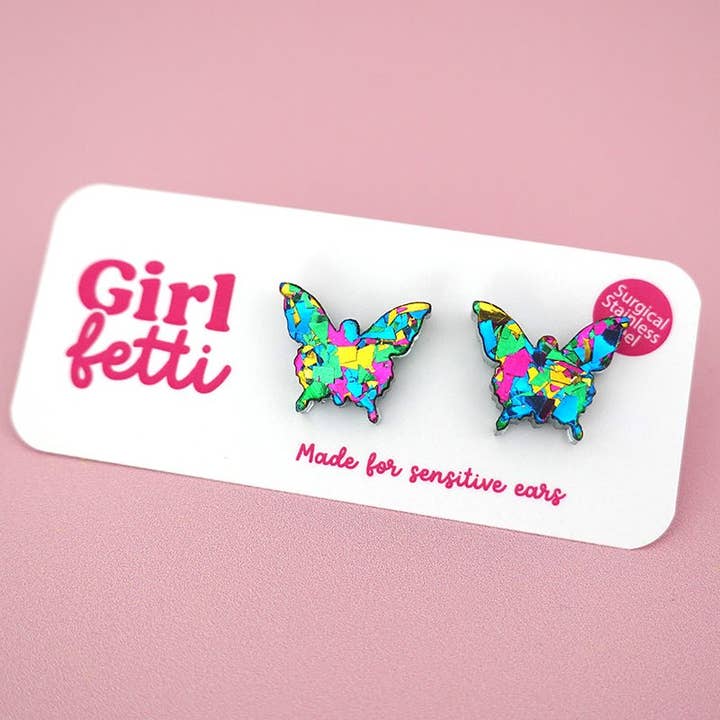 Girlfetti - Wholesale Stud/Post Earrings - Butterfly Acrylic Stud Earrings7