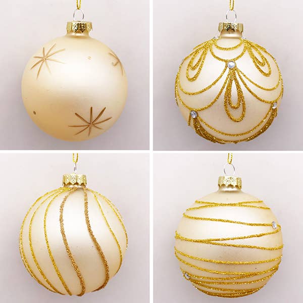Arco Iris - Wholesale Ornament Set - Golden Christmas Ball Set 4pcs 8cm 4 Models (N412)2