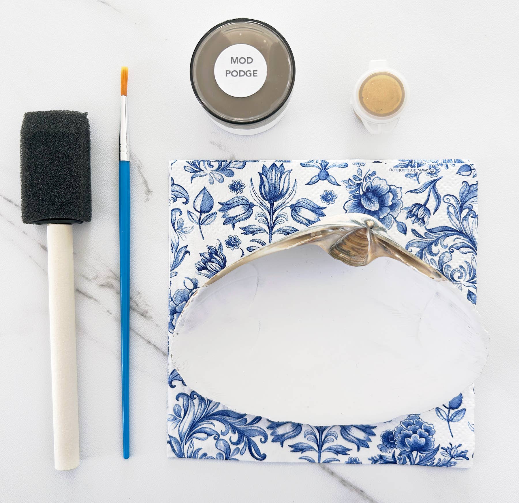 Adori Designs - Wholesale DIY Craft Kit - DIY Clam Shell Shades of Blue Mini Decoupage Kit 1