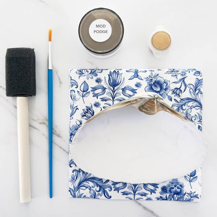 Adori Designs - Wholesale DIY Craft Kit - DIY Clam Shell Shades of Blue Mini Decoupage Kit 1