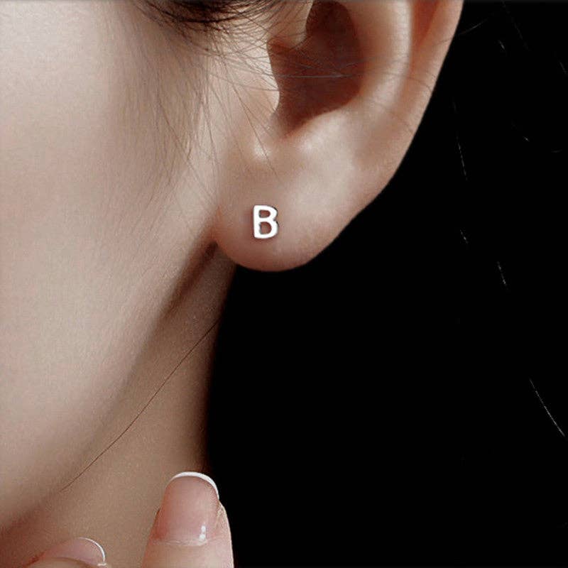 Perimade & Co. LLC - Wholesale Stud/Post Earrings - Dainty Initial Letter Stud Earrings in 925 Sterling Silver1