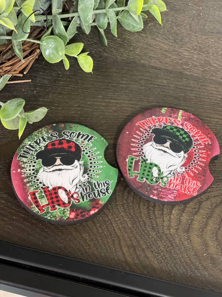Ho's In This House Neoprene Car Coaster Set for wholesale by CMD Wholesale