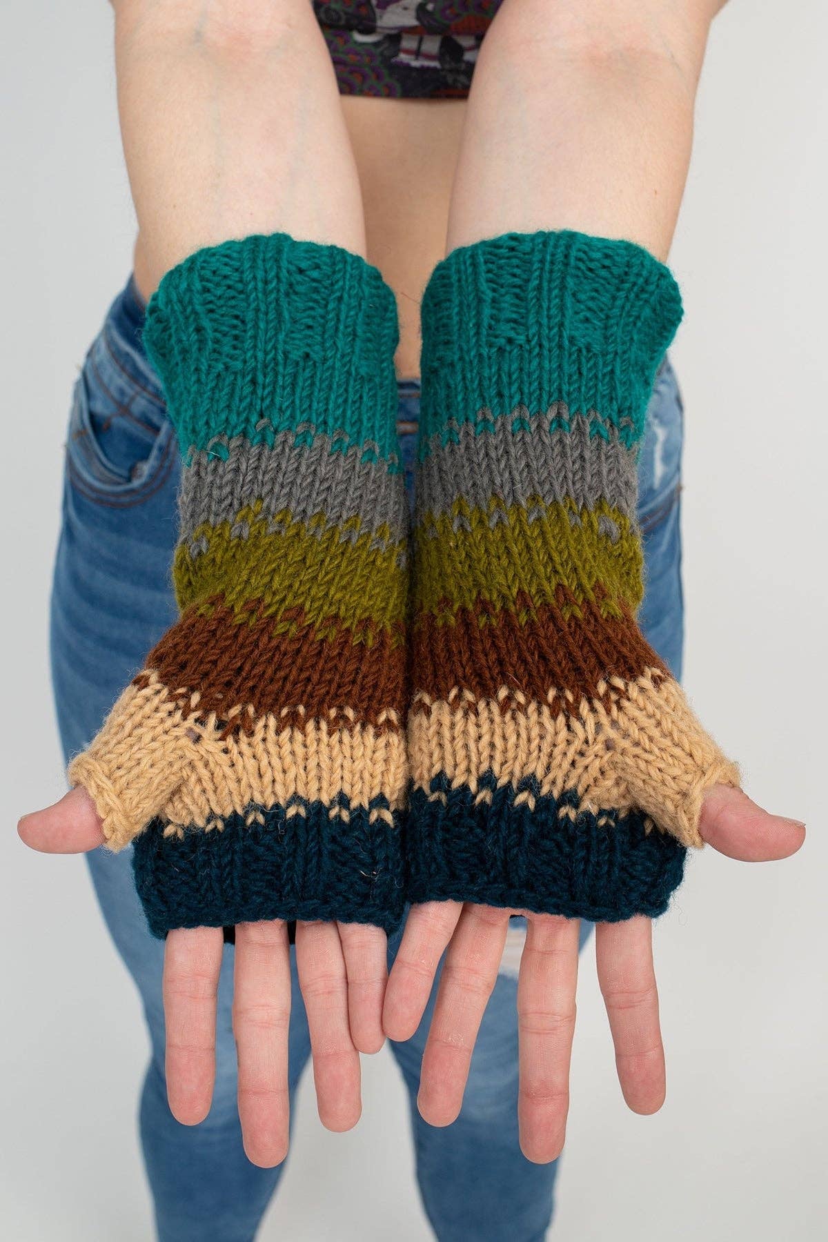Lakhays Collection Inc. - Wholesale Arm Warmers - Women's - Blurred Lines Handmade Wool Knit Arm Warmer Unisex Gloves2