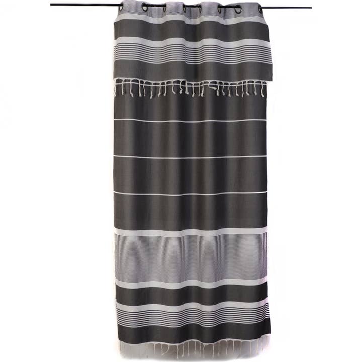 CARTHAGE - Verstelbaar gordijn katoen grijs/wit voor wholesale door Fouta Futée