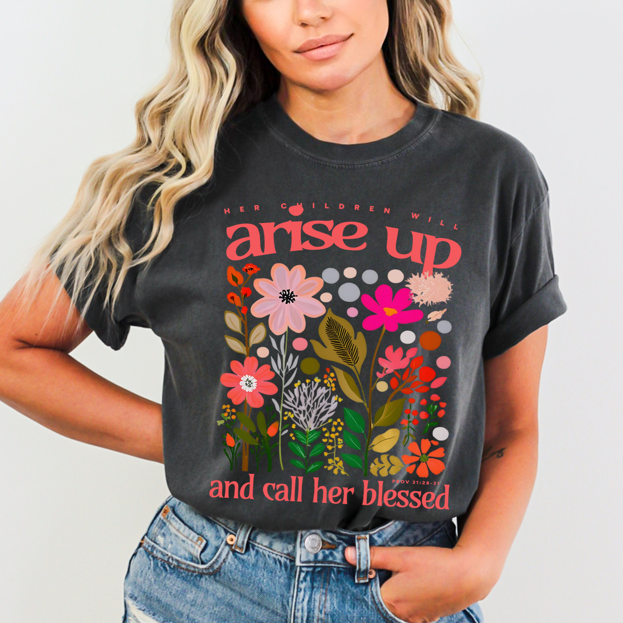 Scripted Pearl - Wholesale Screen Printed T-Shirt - Women's - Mom Bible Verse Comfort Colors Christian Mother's Day Tshirt5