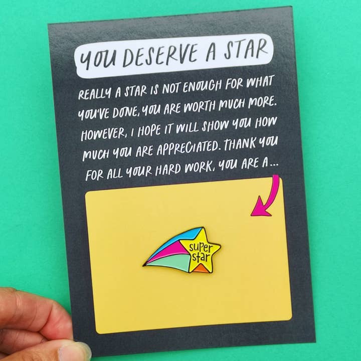 Super Star Rainbow Enamel Pin for wholesale by Poppy Lane