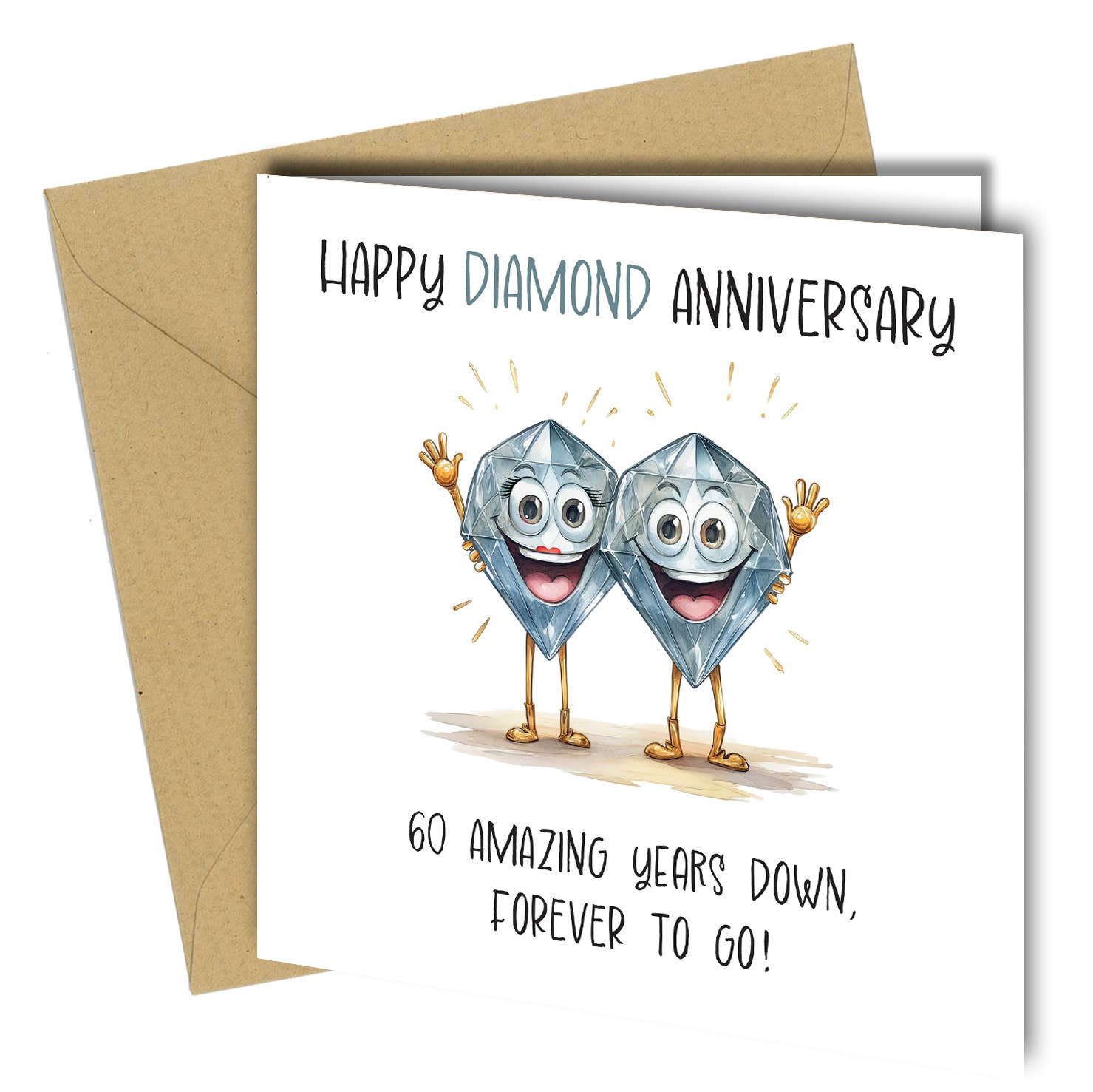 Close to the Bone Greeting Cards and Gifts - Wholesale Anniversary Card - #1744 60th Diamond Anniversary Card0