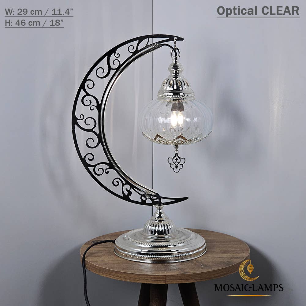 Mosaic Lamps - Vendita all'ingrosso Lampada da scrivania/d'accento - Lampada da scrivania Turkish Moon in argento, luci ad arco marocchine, Murano C8
