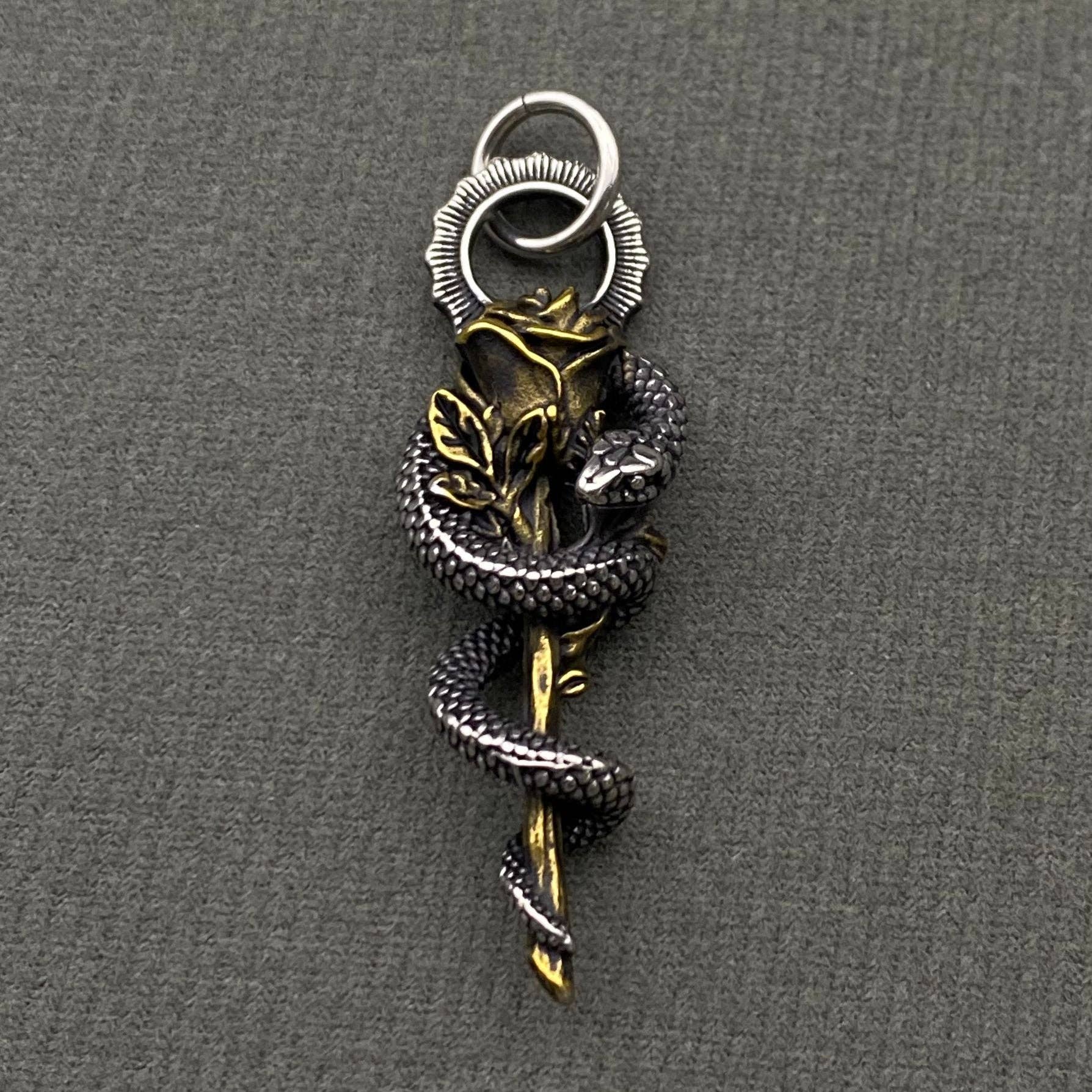 Mio Queena - Wholesale Craft Supplies - The Snake Coiled Around The Rose S.Steel Pendant - MJ/MNP0
