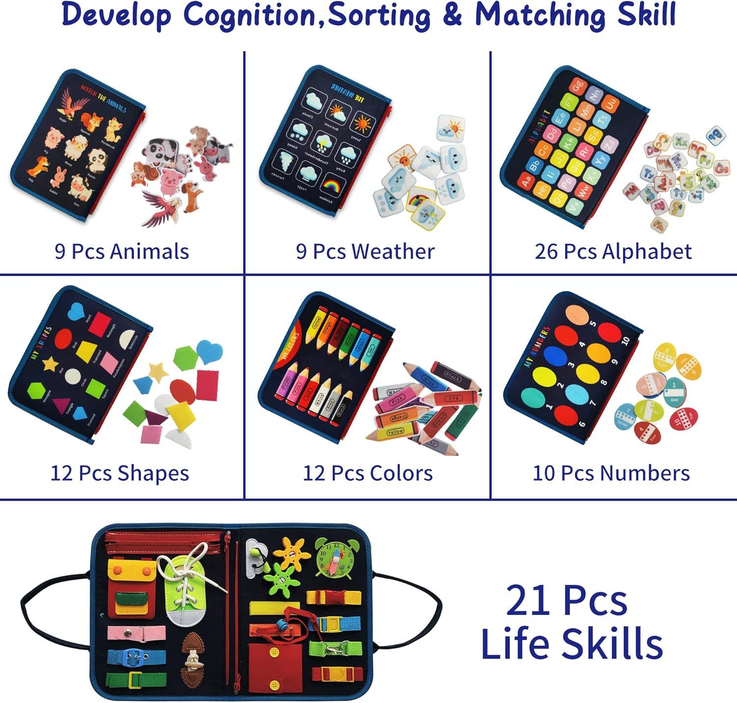 VIGOR - Wholesale Learning Cards - Kids & Baby - Educational Felt Busy Book Kids Sensory Montessori3