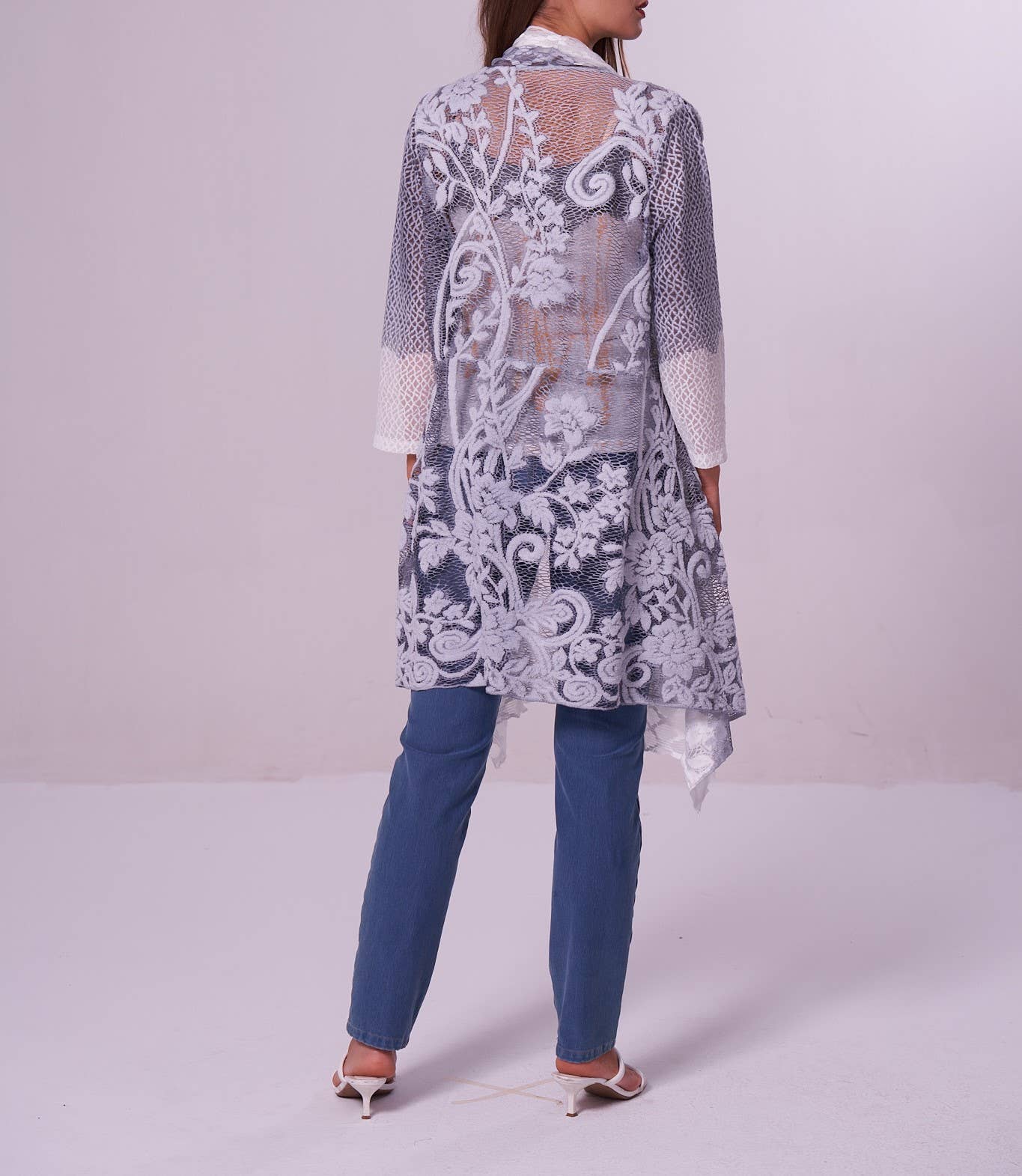 Kamana – wholesale Kimono – Women's – Net Crochet Tree of life Drape Pocket  3/4 slKS241101