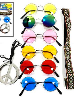 Stylex Party - Vente Déguisement – femme - Hippy Kit Set de lunettes, serre-tête, collier, déguisement2