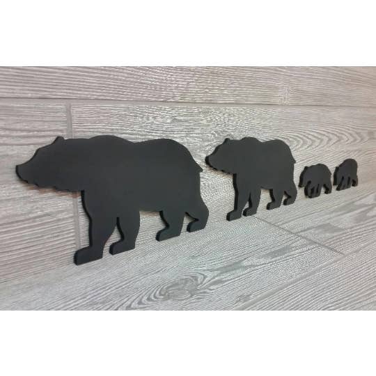 Black Bear Family of 4 - Wood Bear Family - Bear Family Art for wholesale by Silhouettes & Sunsets