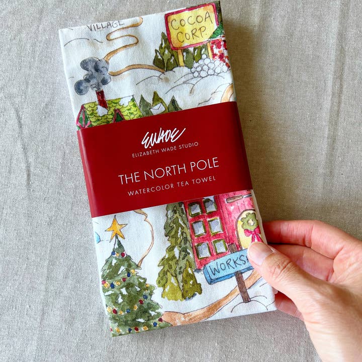 Elizabeth Wade Studio - Wholesale Tea Towel - Santa's North Pole Tea Towel