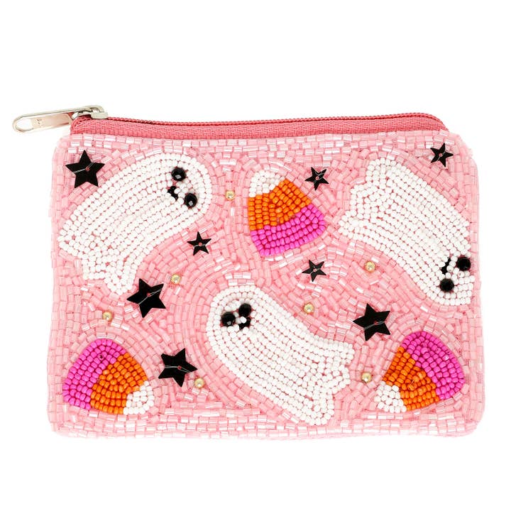 SP Sophia Collection - Wholesale Coin Purse - Women's - Halloween Candy Cane Ghost Jeweled Coin Bag