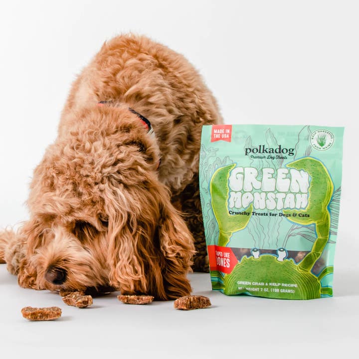Pet Palette Distribution - Wholesale Pet Treats - Dog - Polkadog Green Monstah Bone Shaped Crunchy Dog & Cat Treats