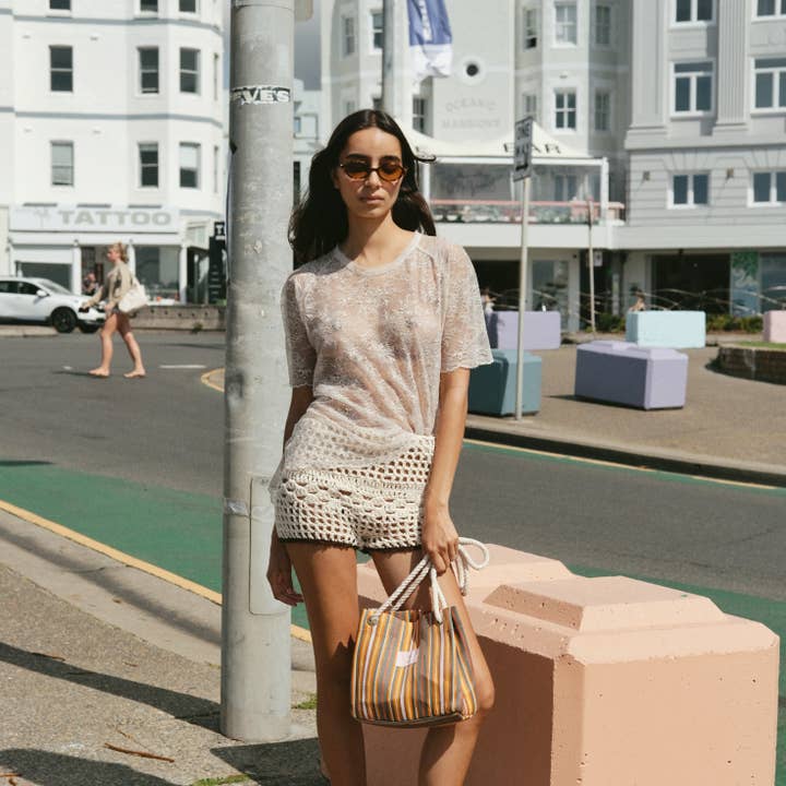 bubble gum Fawn Miniq Crochet Shorts for wholesale on Faire1