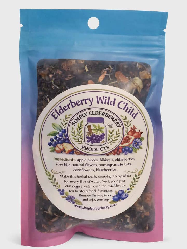 Elderberry Wild Child (Loose Leaf Herbal Blend 2.0oz) for wholesale by Simply Elderberry Products