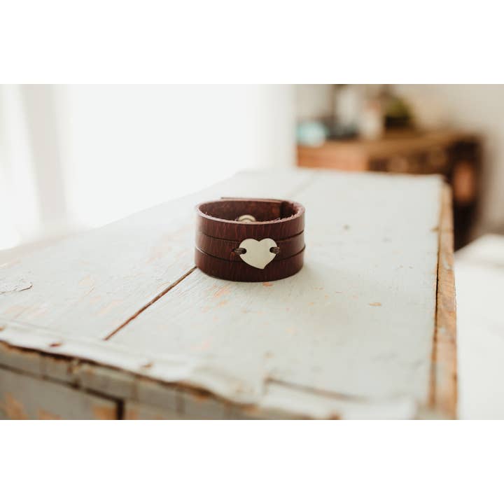 Sweetheart Triple Band Leather Bracelet for wholesale by Maggie Claire Designs