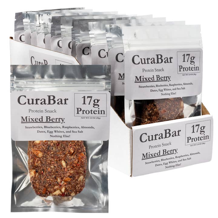 CuraBar Protein Bar, Mixed Berry (12ct) No Preservatives for wholesale by CuraBar