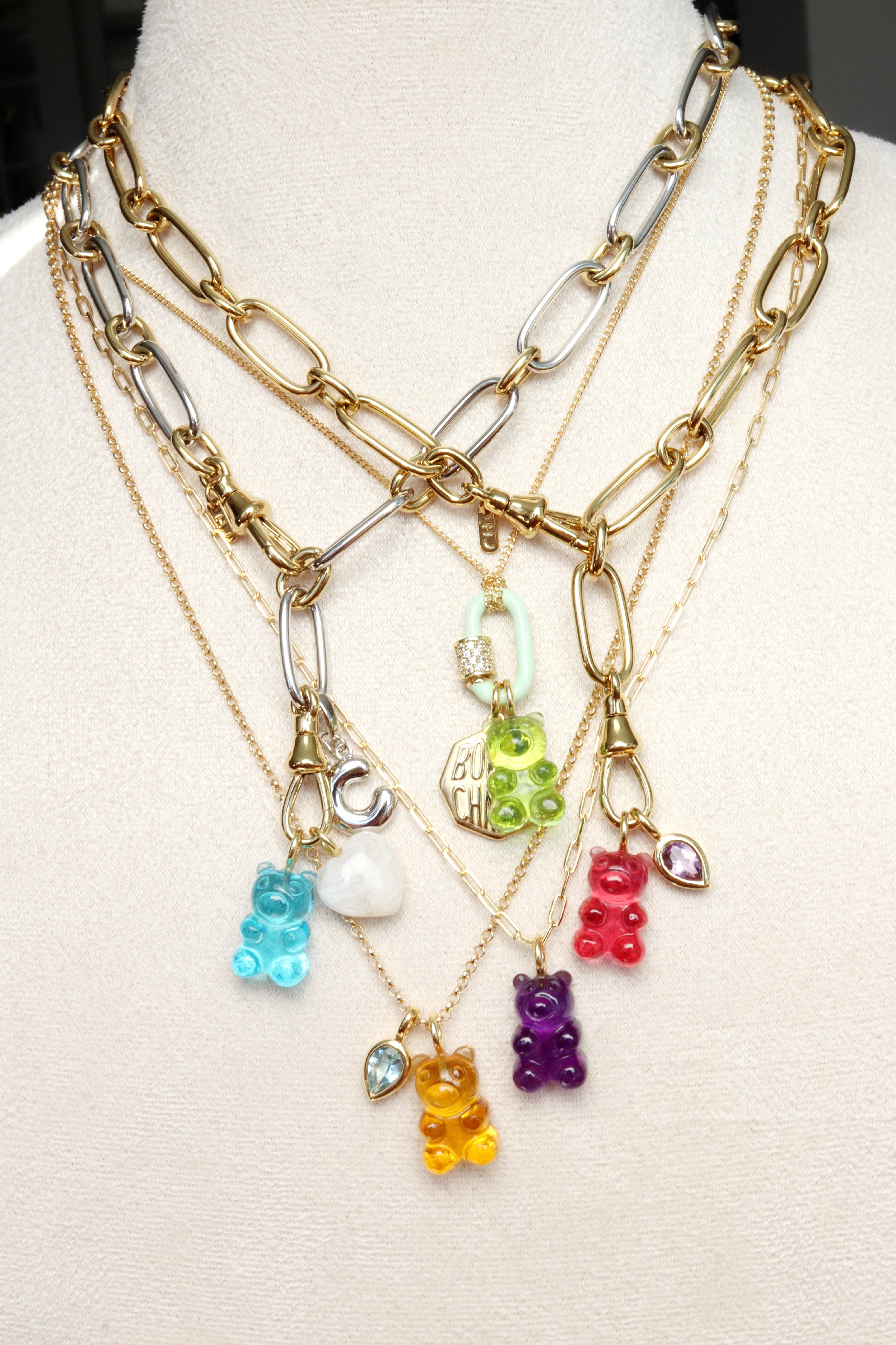 HYE JANE – Colar pingente/pendente por atacado – Colar de Ursinho de Goma de Quartzo Lima1