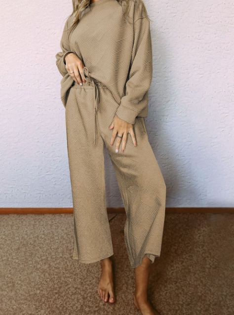 Lovesoft - Venta al por mayor Conjunto de ropa cómoda - Mujer - Conjunto holgado de 2 piezas ultra suelto y texturizado personalizable19