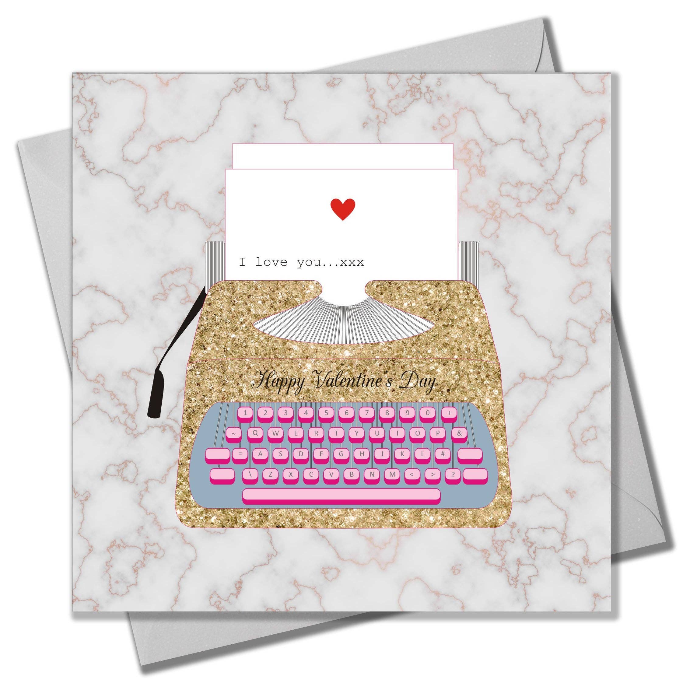 Claire Giles Ltd – wholesale Valentine's Day card – Valentine's Day Card, Typewriter, I love you0
