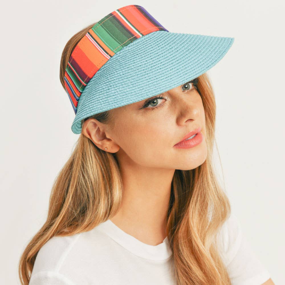 Sensibling Corp. - Wholesale Visor - Women's - Serape Straw Visor Sun Hat3