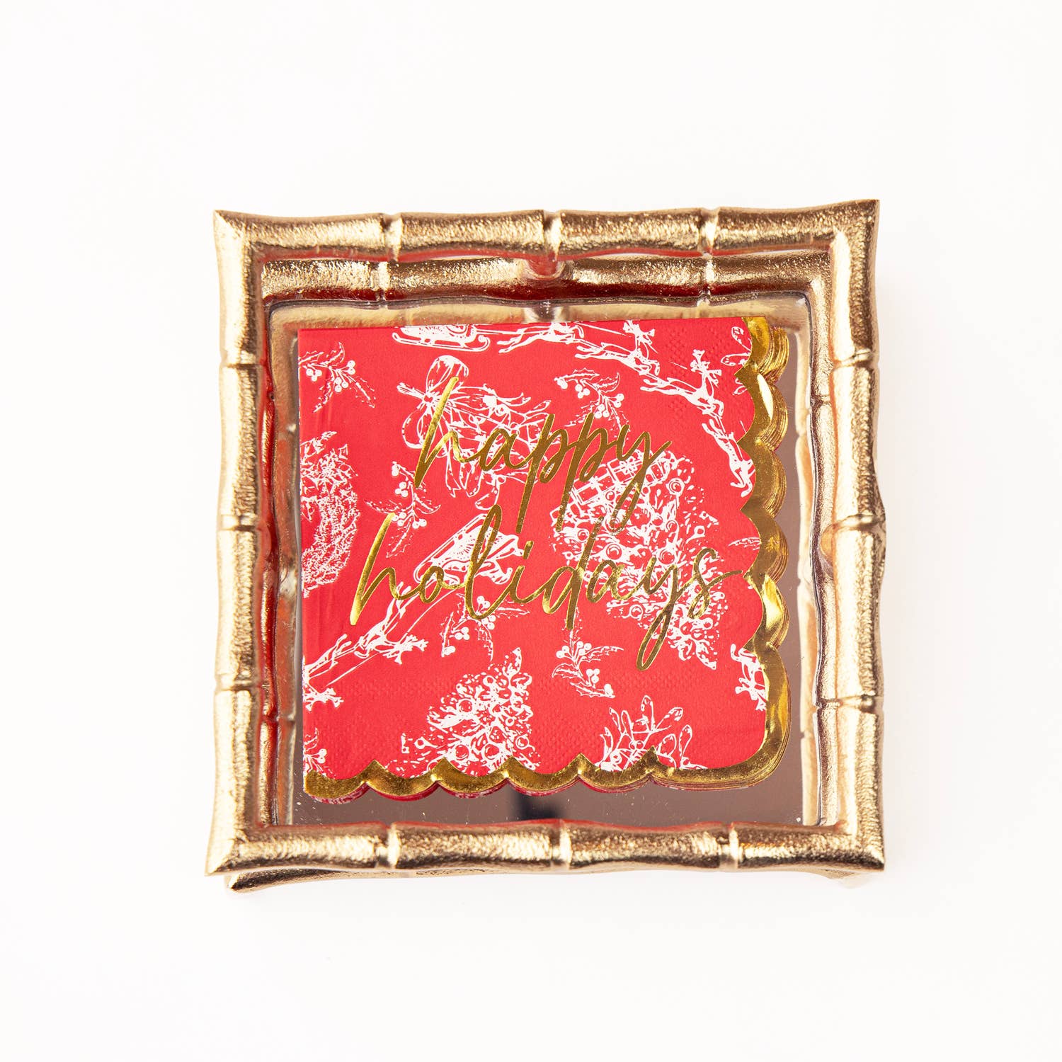 8 Oak Lane - Wholesale Disposable Napkin - Red Toile Paper Beverage Napkin Packs2