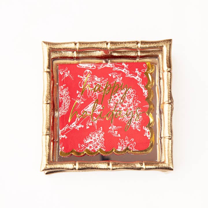 8 Oak Lane - Wholesale Disposable napkin - Red Toile Paper Beverage Napkin Packs2