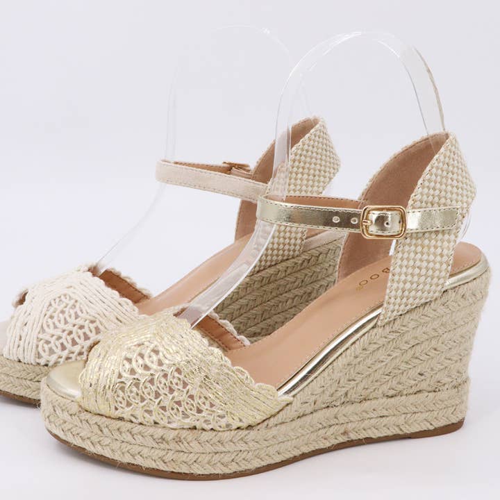 Bamboo Women Espadrille Wedges Braided Two Pieces Sandals for wholesale by Mars Sky Shoes Wholesale