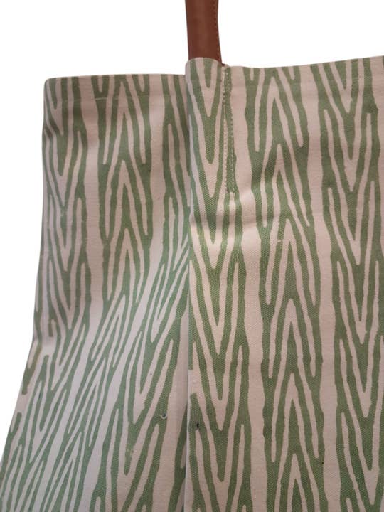 Eyda Homes - Wholesale Tote Bag - Women's - Green Block Printed Shoulder Bag for Everyday uses