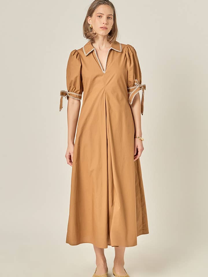 Midikleid mit Stickdetails für den Großhandel von English Factory