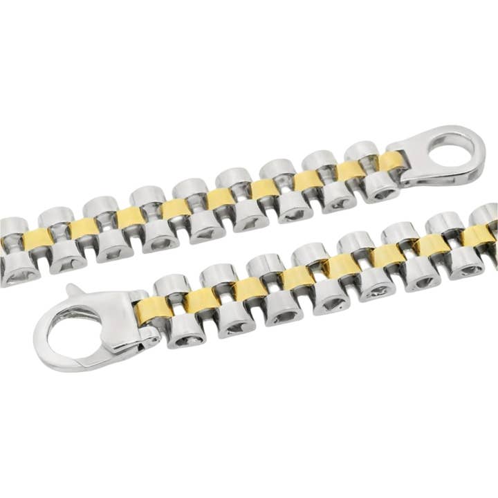 Sterling Silver Rhodium Two Tone Link Men's Bracelet for wholesale by Atlanta Jewelers Supply