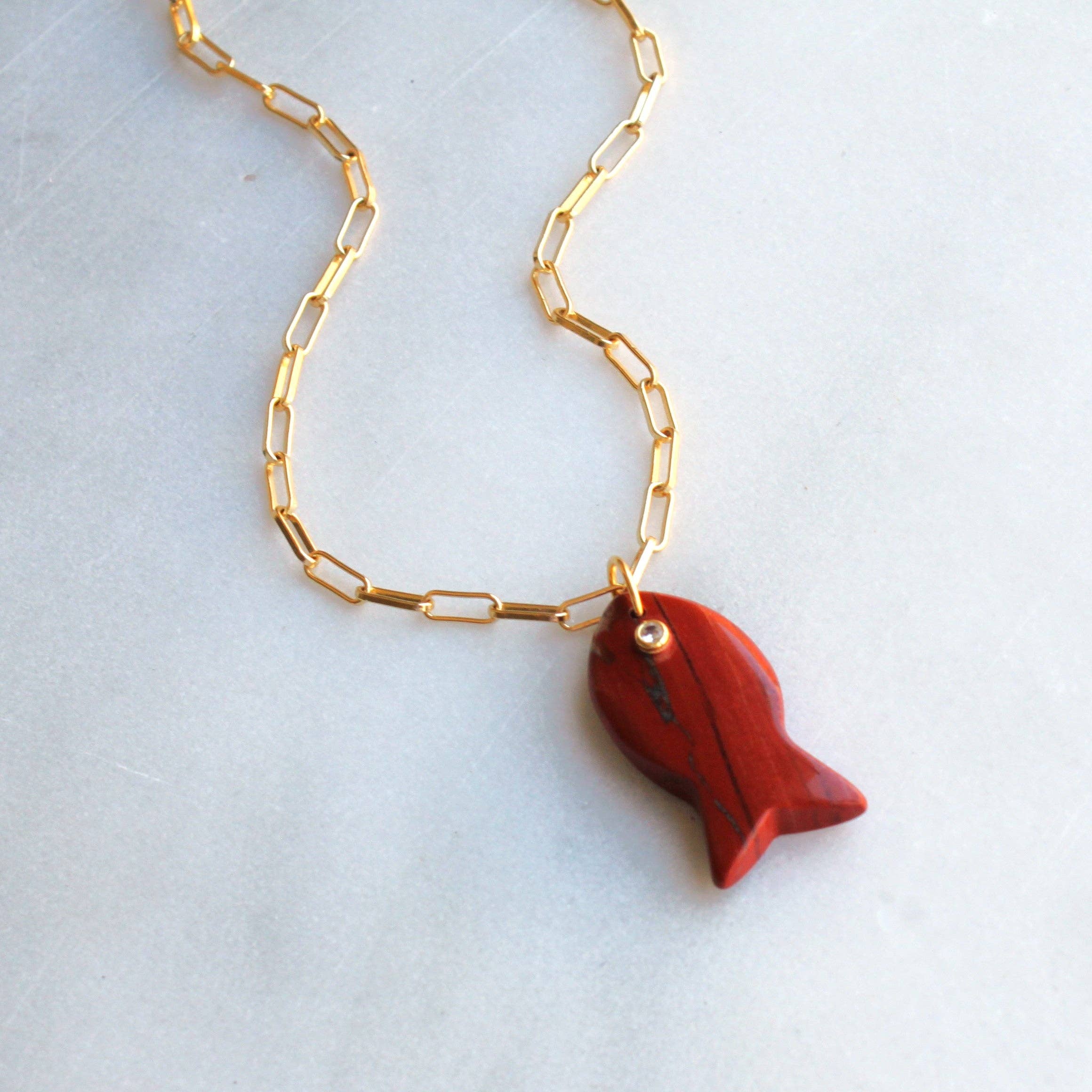 The Silver Wren - Wholesale Pendant/Charm Necklace - Large Gemstone Fish Pendant Necklace, Handmade, Fall Style4