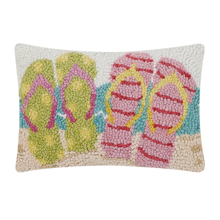 Peking Handicraft - Wholesale Throw/Decorative Pillow - Flip Flops On Beach Hook Pillow