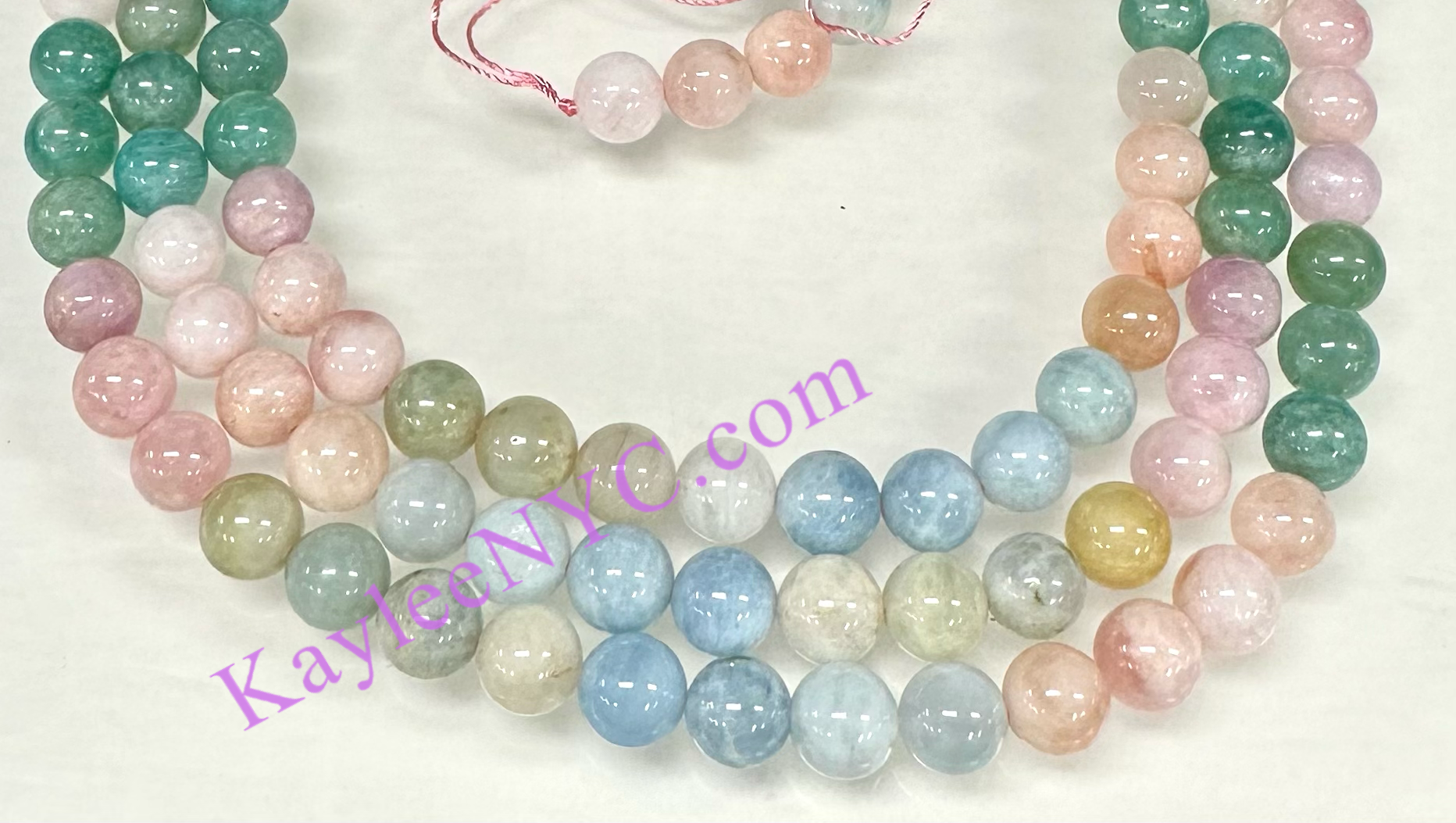 KayleeNYC - Wholesale Beads - 10mm Natural Morganite & Amazonite Crystal beads3