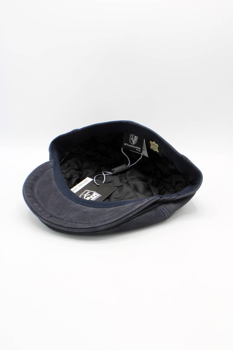 Hologramme Paris - Wholesale Newsboy/Schoolboy Hat - Men's - 18260 Leather Cap - Navy4