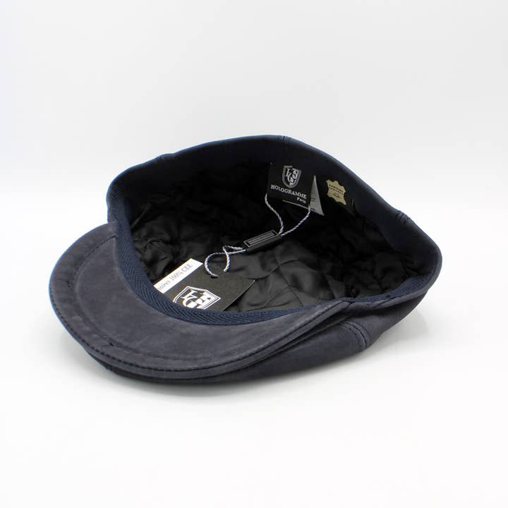 Hologramme Paris - Wholesale Newsboy/Schoolboy Hat - Men's - 18260 Leather Cap - Navy4