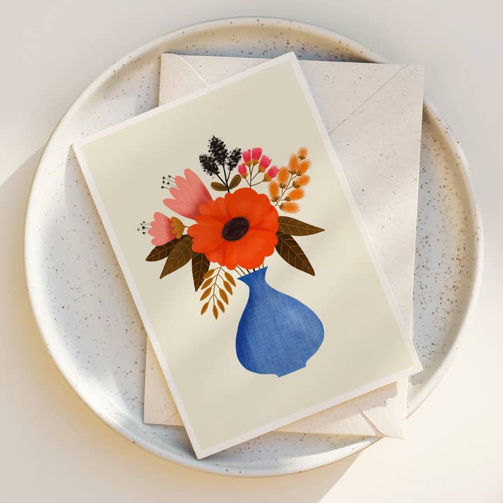 Garden Collection - Folk Art Flowers Greeting Card for wholesale by Annie Bailey Art