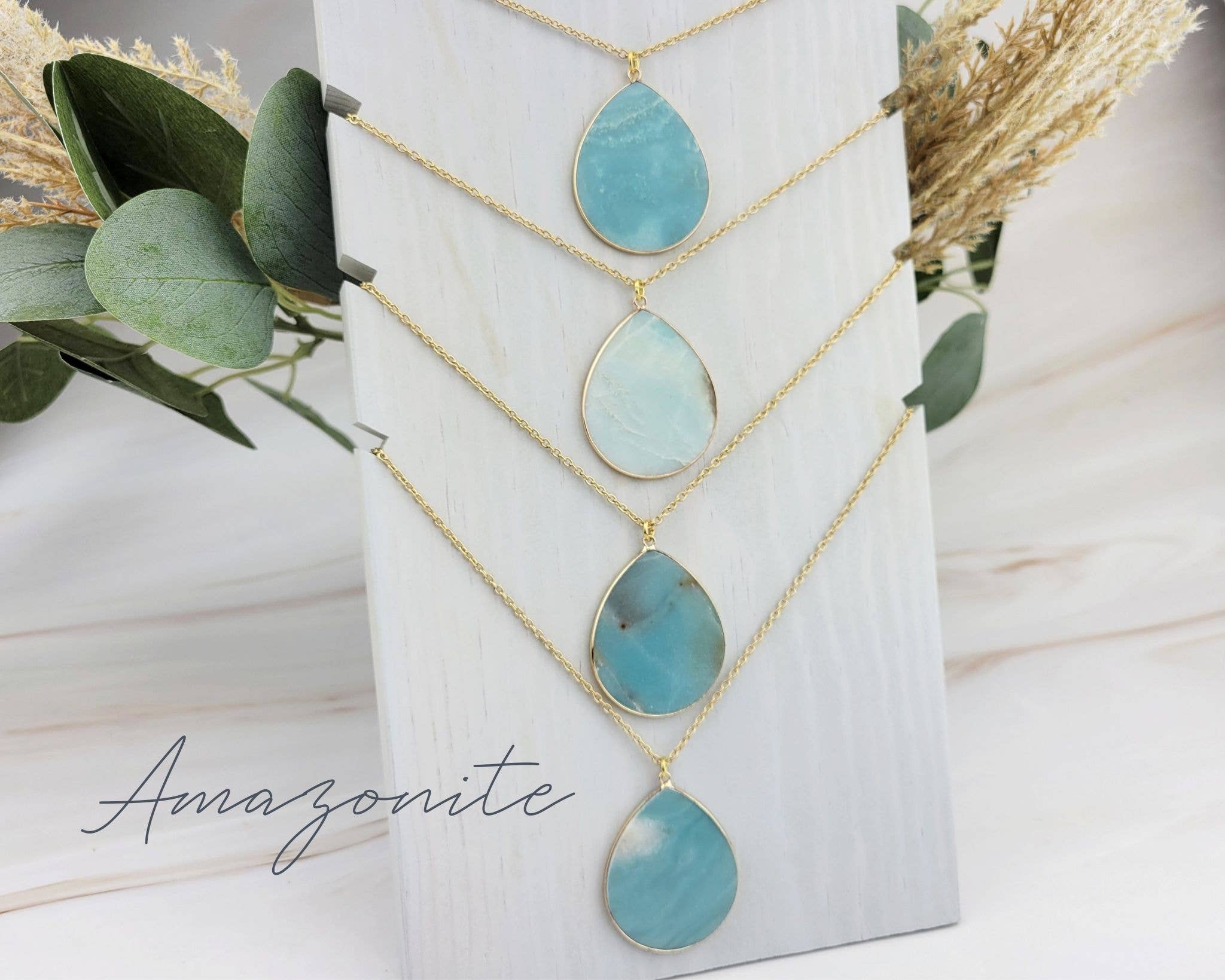 WonderLight Jewelry - Venta al por mayor Collares con colgantes/abalorios - Collar con colgante de piedras preciosas planas - Afirmation Jewelry0