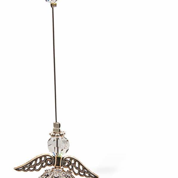 Austrian Crystal Suncatcher, Multi -faceted, Winged Angel with large Sphere for wholesale by Byzantium Collection Ltd
