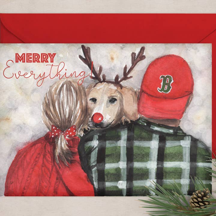 Merry Everything Boston Pup Carte de vœux de Noël 5 x 7 cm pour la vente par ALR Designs